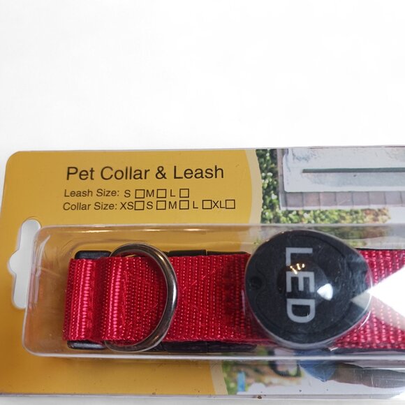 Red Night Glow LED Dog Collar with Adjustable Rechargeable  Size L - Picture 4 of 6